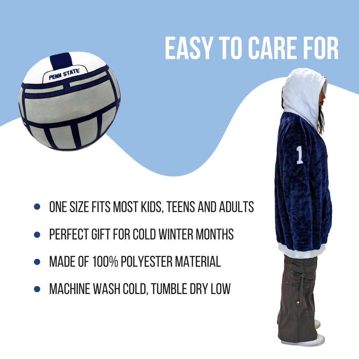 Penn State University Helmet Snugible 2-in-1 Blanket Hoodie & Pillow