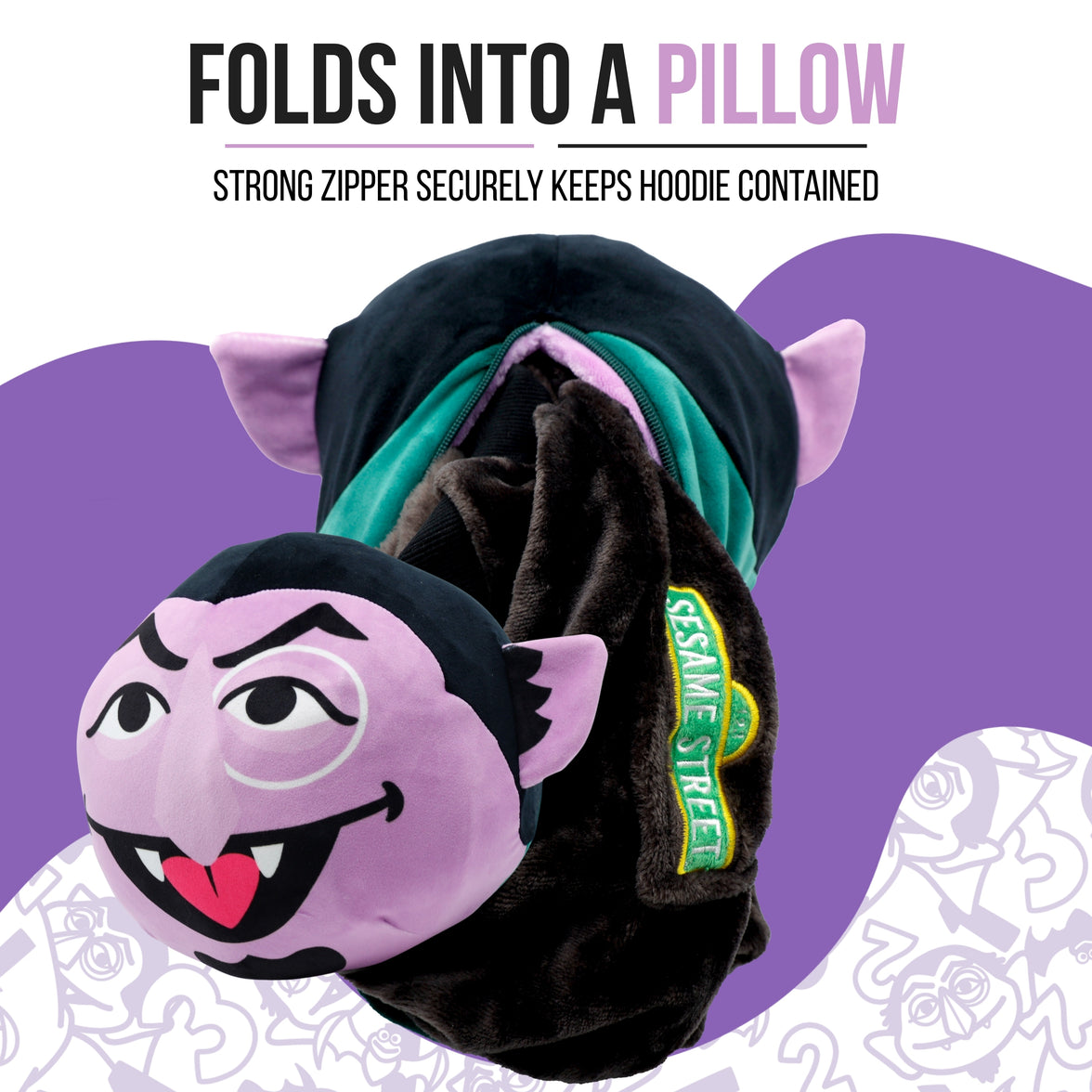 Sesame Street | Count Von Count Adult Snugible 2-in-1 Blanket Hoodie & Pillow