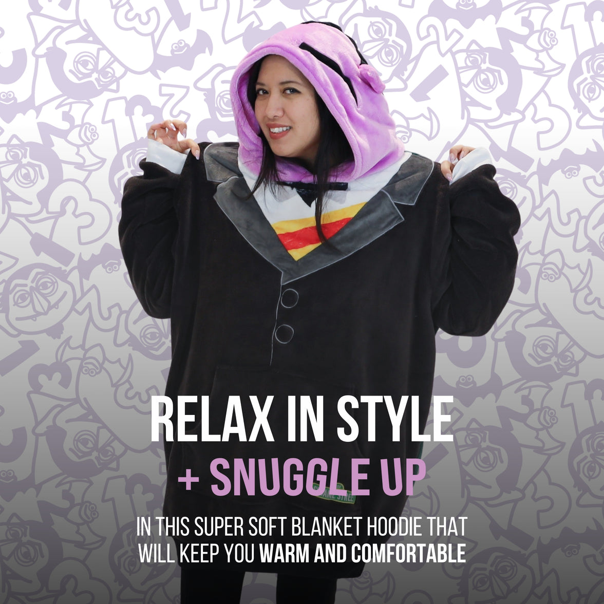 Sesame Street | Count Von Count Adult Snugible 2-in-1 Blanket Hoodie & Pillow