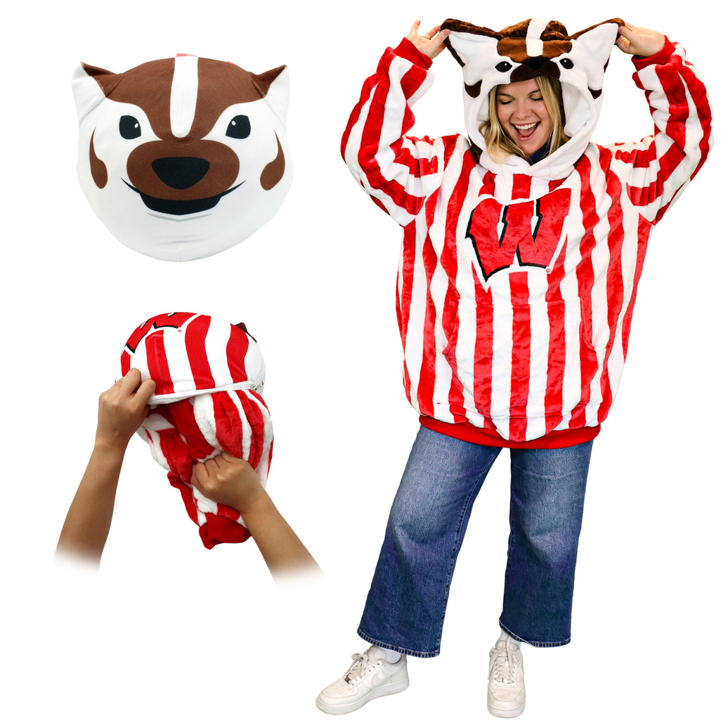 University of Wisconsin Bucky the Badger Snugible 2-in-1 Blanket Hoodie & Pillow