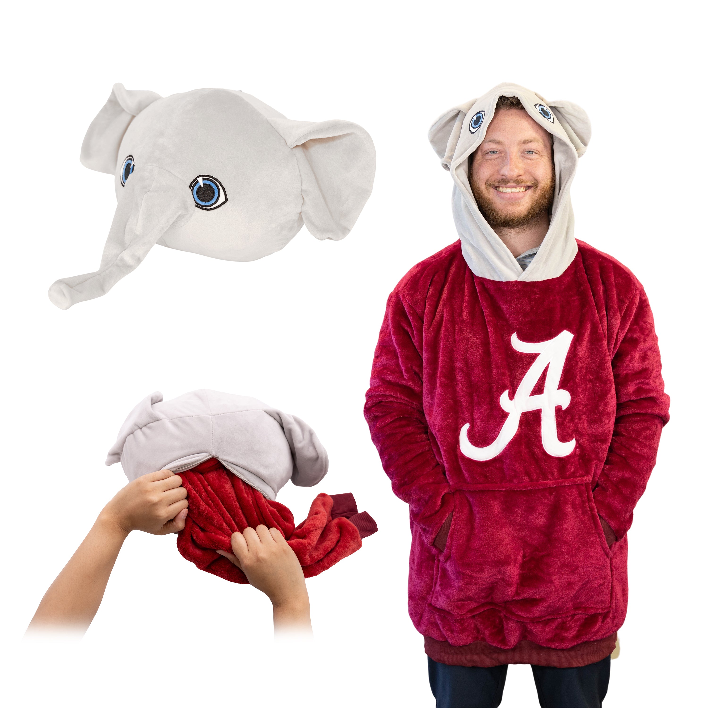 The University Of Alabama Big Al Snugible 2-in-1 Blanket Hoodie & Pillow