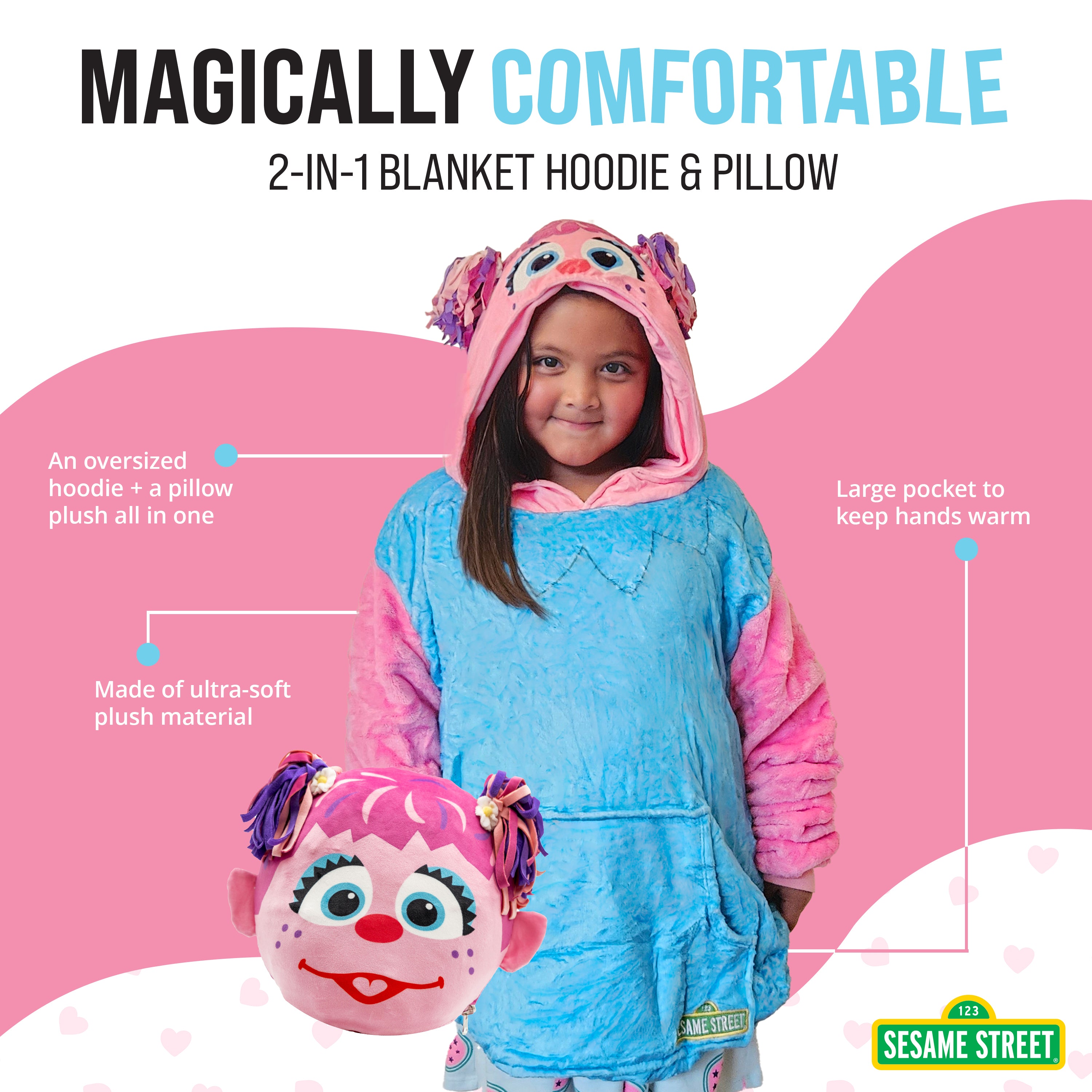 Sesame Street | Abby Cadabby Kids Snugible 2-in-1 Blanket Hoodie & Pillow