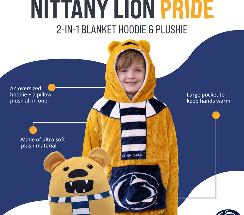 Penn State Nittany Lion Junior Snugible 2-in-1 Blanket Hoodie & Pillow