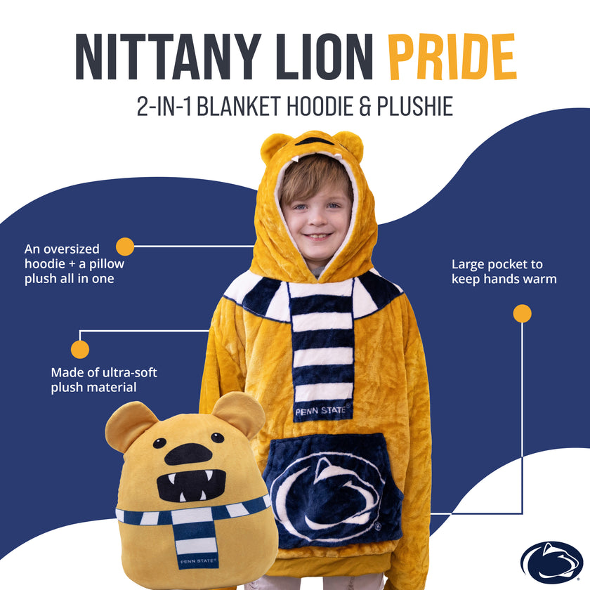 Penn State Nittany Lion Junior Snugible 2-in-1 Blanket Hoodie & Pillow
