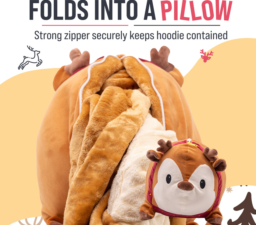 Riley the Reindeer Snugible 2-in-1 Blanket Hoodie & Pillow