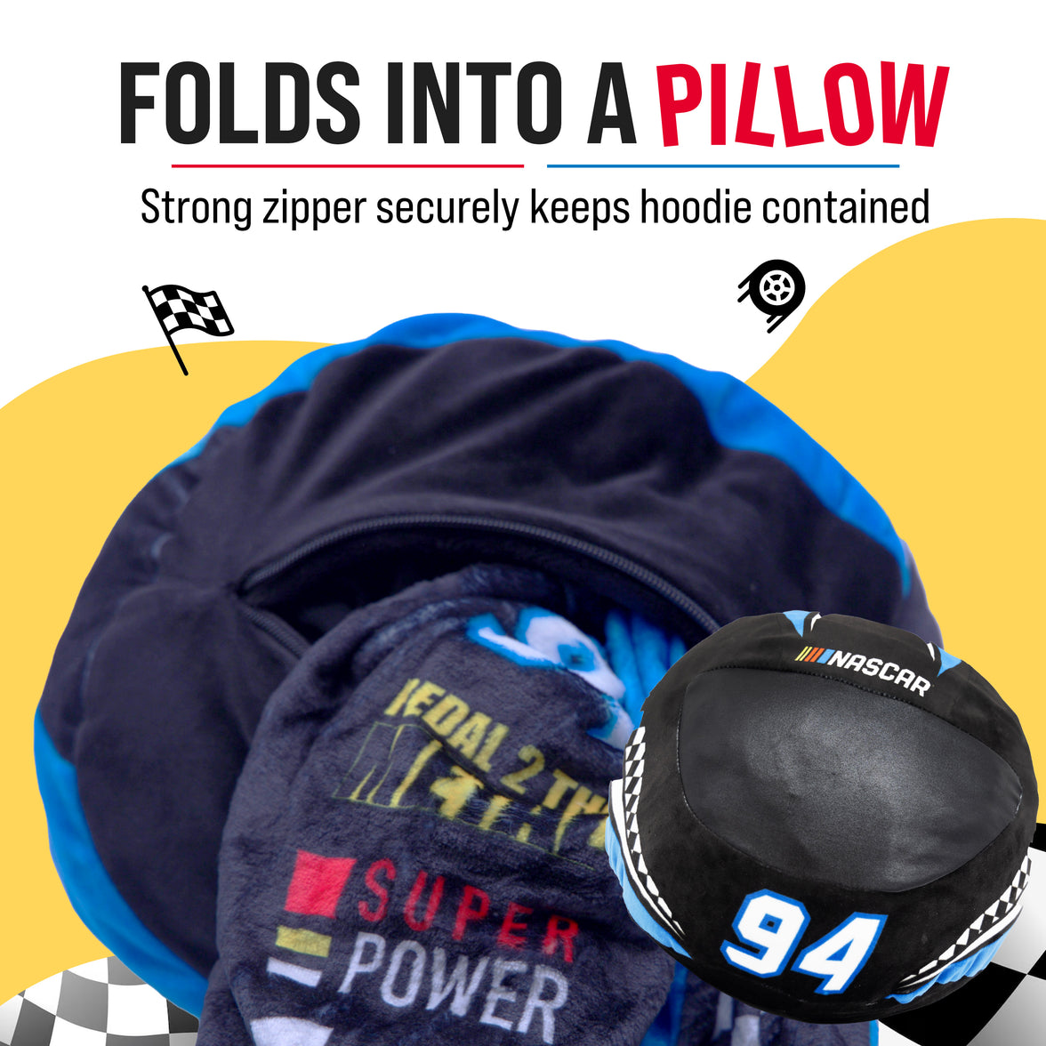 NASCAR | Black Racing Suit Snugible 2-in-1 Blanket Hoodie & Pillow