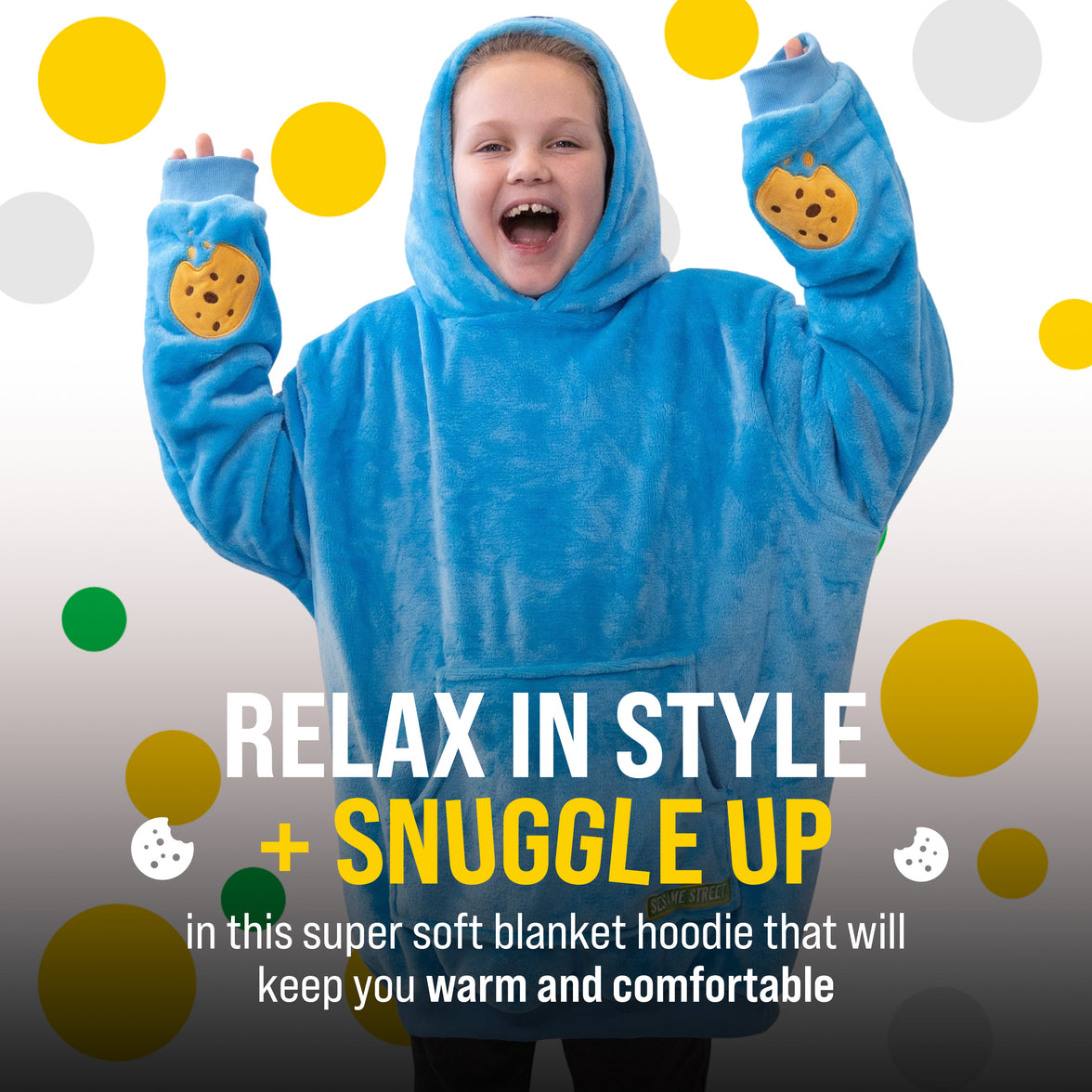 Sesame Street | Cookie Monster Kids Snugible 2-in-1 Blanket Hoodie & Pillow