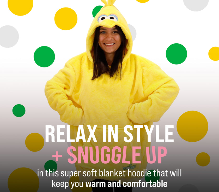 Sesame Street | Big Bird Adult Snugible 2-in-1 Blanket Hoodie & Pillow