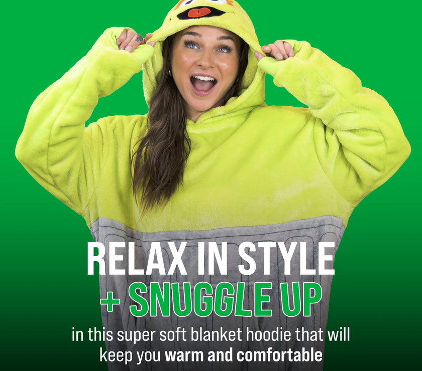 Sesame Street | Oscar the Grouch Adult Snugible 2-in-1 Blanket Hoodie & Pillow