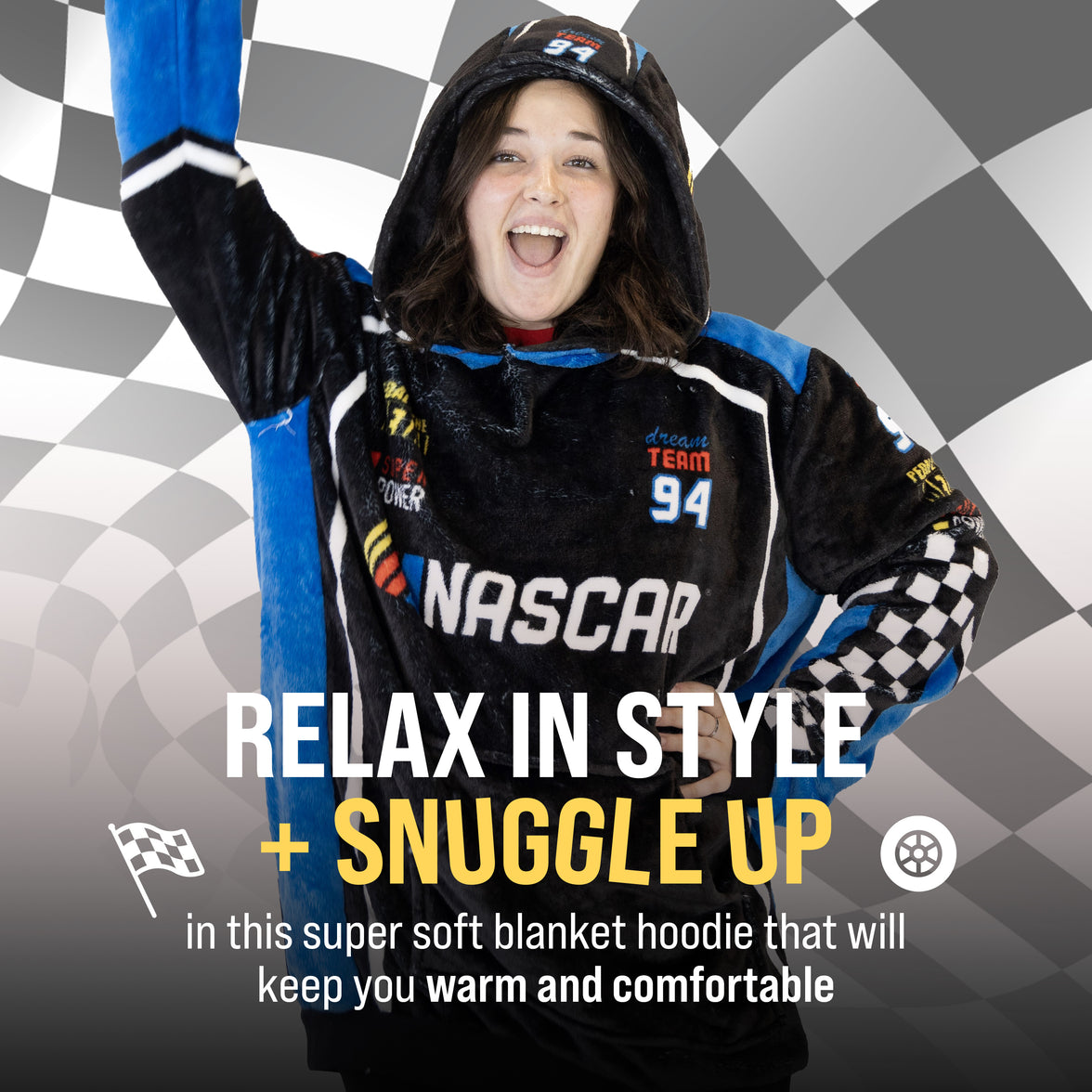 NASCAR | Black Racing Suit Snugible 2-in-1 Blanket Hoodie & Pillow