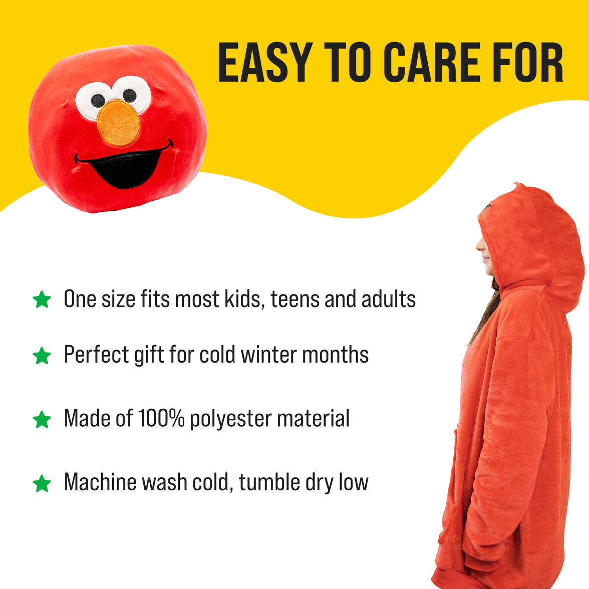 Sesame Street | Elmo Adult Snugible 2-in-1 Blanket Hoodie & Pillow