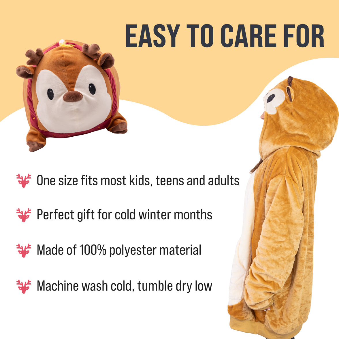 Riley the Reindeer Snugible 2-in-1 Blanket Hoodie & Pillow