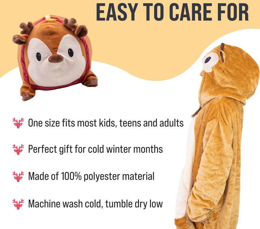 Riley the Reindeer Snugible 2-in-1 Blanket Hoodie & Pillow
