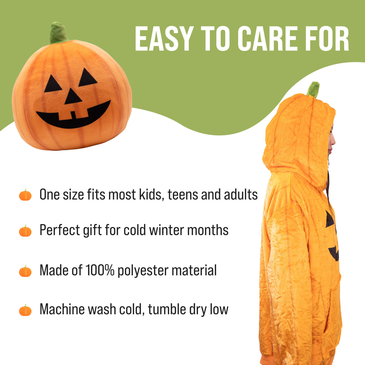 Pumpkin Snugible 2-in-1 Blanket Hoodie & Pillow