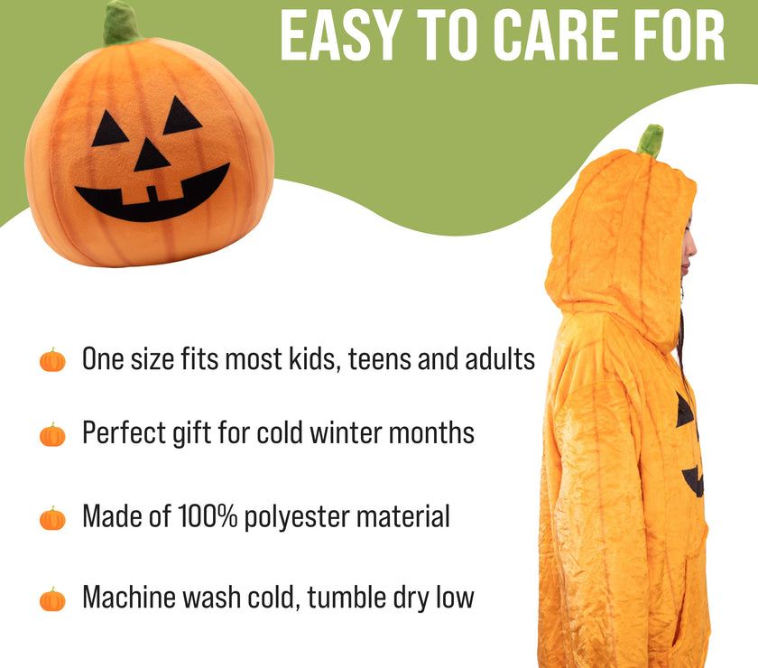 Pumpkin Snugible 2-in-1 Blanket Hoodie & Pillow