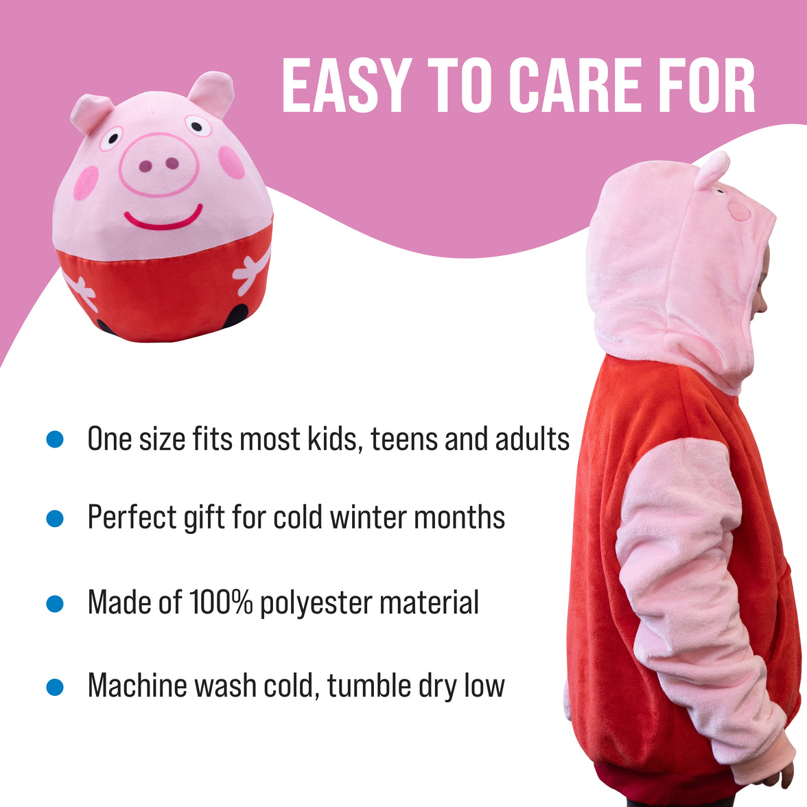Hasbro | Peppa Pig Toddler Snugible | Blanket Hoodie & Pillow