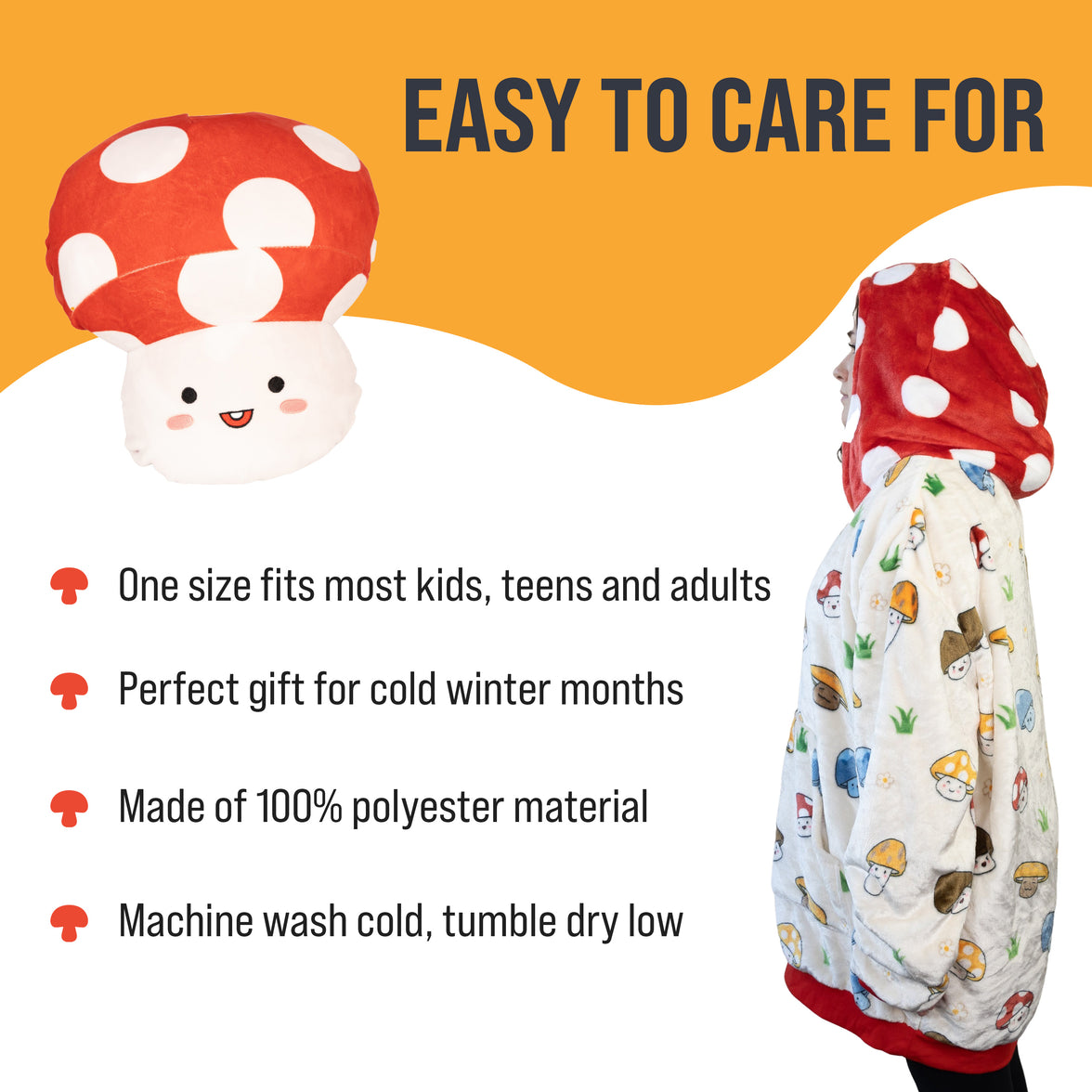 Mushroom Snugible 2-in-1 Blanket Hoodie & Pillow