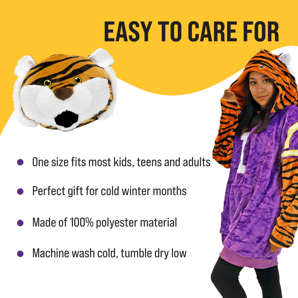 Louisiana State University (LSU) Mike the Tiger Snugible | Blanket Hoodie & Pillow