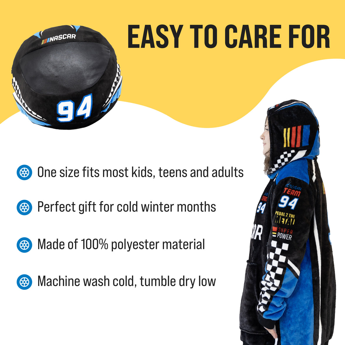 NASCAR | Black Racing Suit Snugible 2-in-1 Blanket Hoodie & Pillow