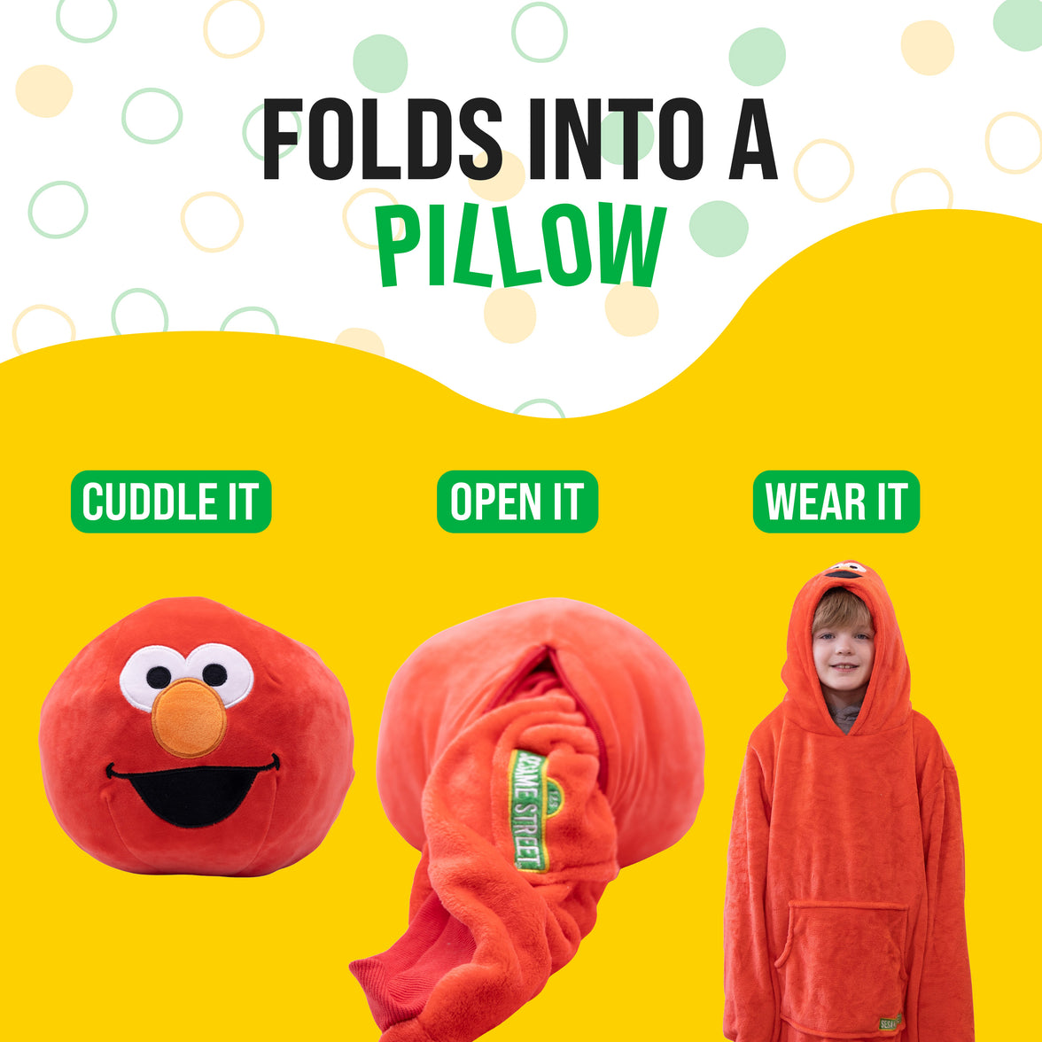 Sesame Street | Elmo Kids Snugible 2-in-1 Blanket Hoodie & Pillow