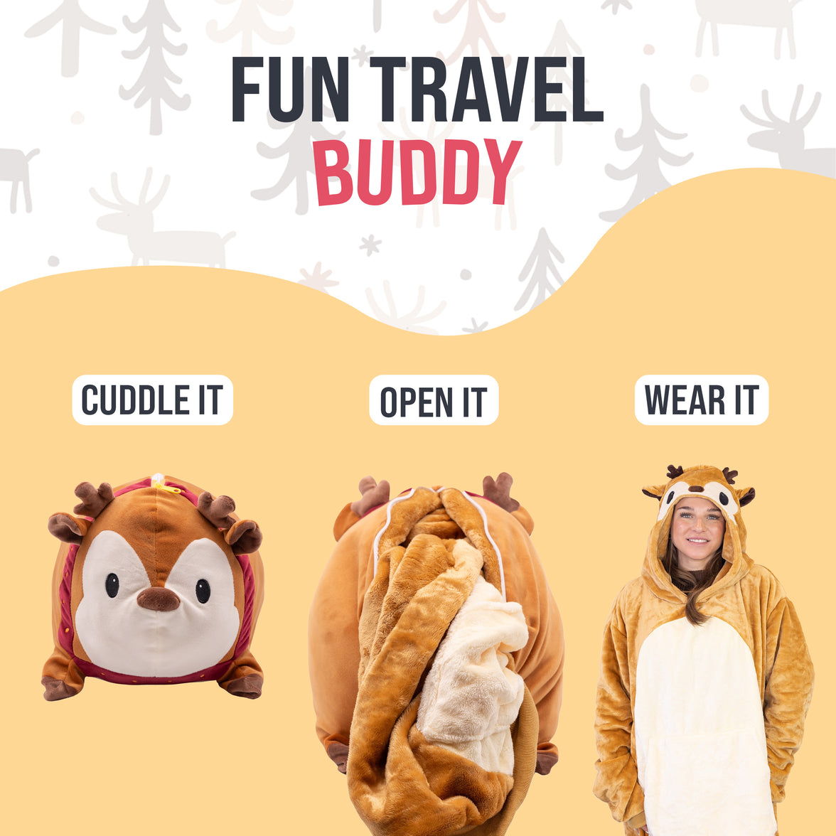 Riley the Reindeer Snugible 2-in-1 Blanket Hoodie & Pillow