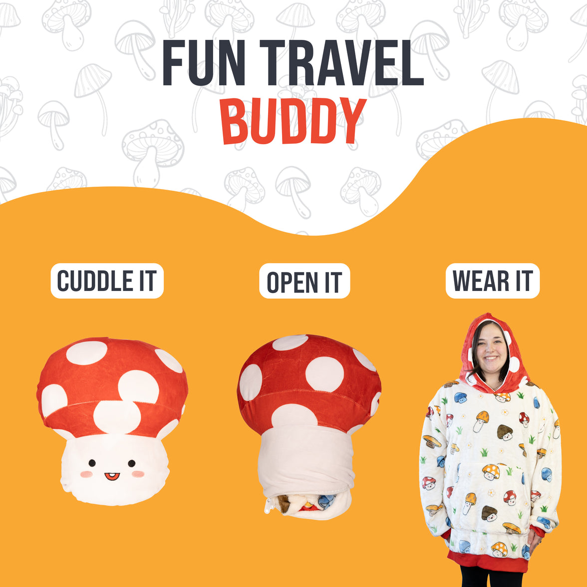 Mushroom Snugible 2-in-1 Blanket Hoodie & Pillow