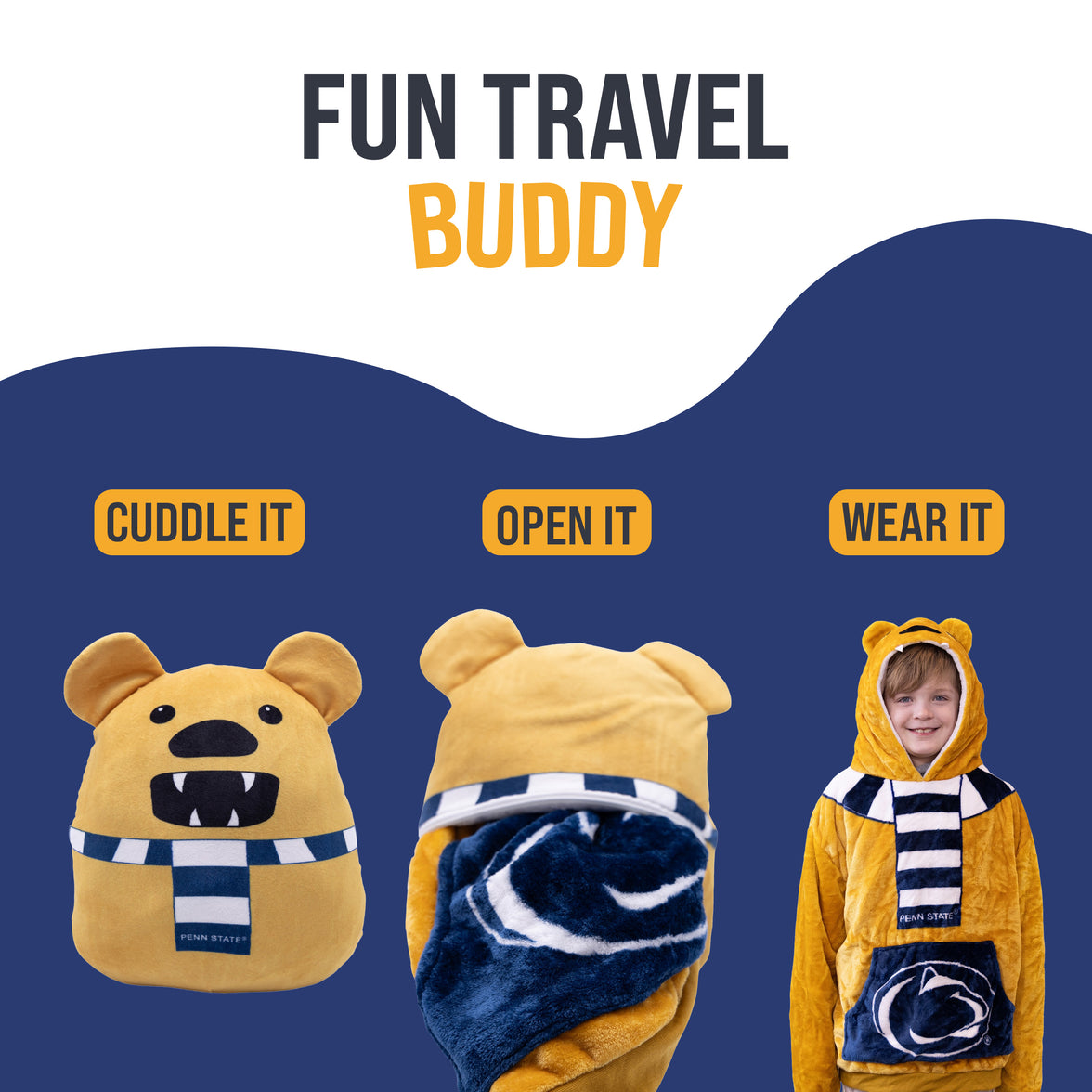Penn State Nittany Lion Junior Snugible 2-in-1 Blanket Hoodie & Pillow