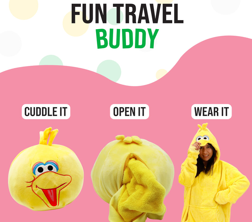 Sesame Street | Big Bird Adult Snugible 2-in-1 Blanket Hoodie & Pillow