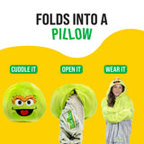 Sesame Street | Oscar the Grouch Adult Snugible 2-in-1 Blanket Hoodie & Pillow