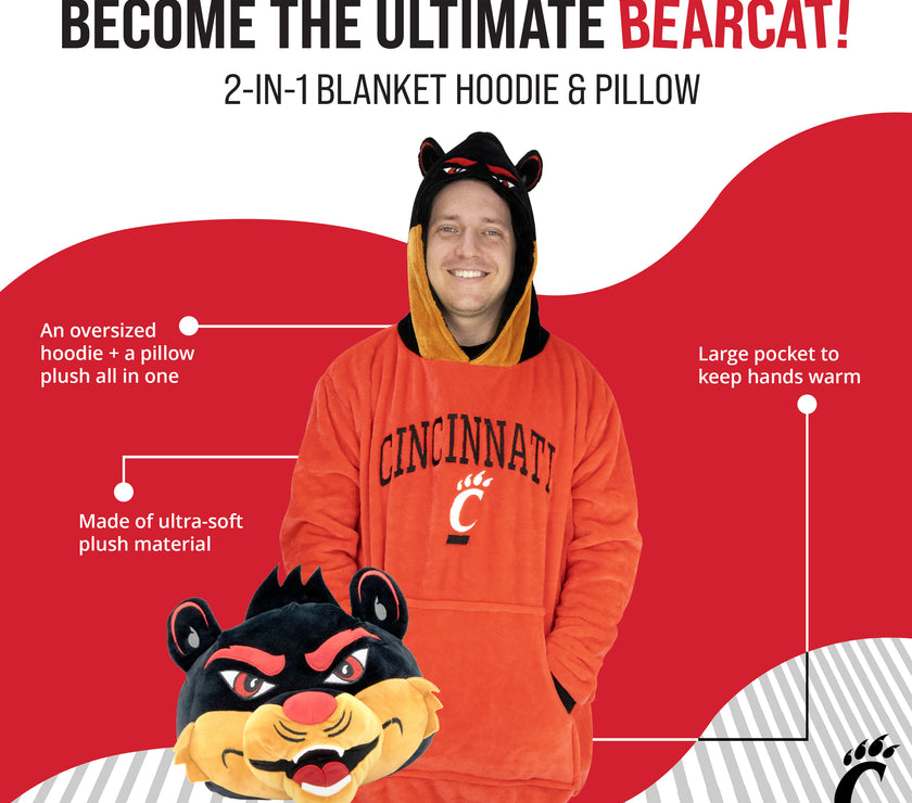 University of Cincinnati Bearcats Snugible 2-in-1 Blanket Hoodie & Pillow