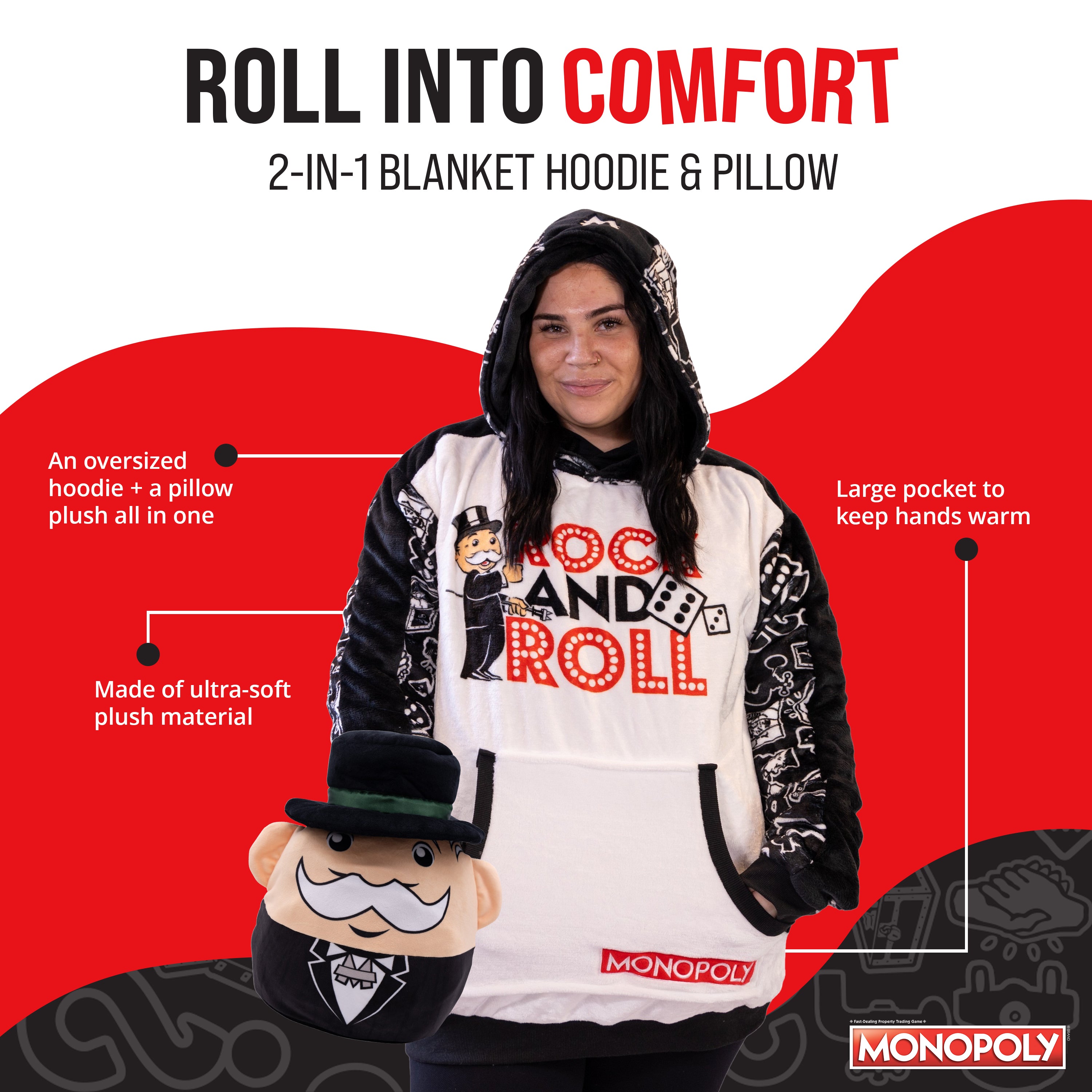 Monopoly Rock & Roll Snugible | Blanket Hoodie & Pillow