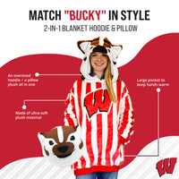 University of Wisconsin Bucky the Badger Snugible 2-in-1 Blanket Hoodie & Pillow