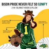 North Dakota State University Bison Snugible 2-in-1 Blanket Hoodie & Pillow