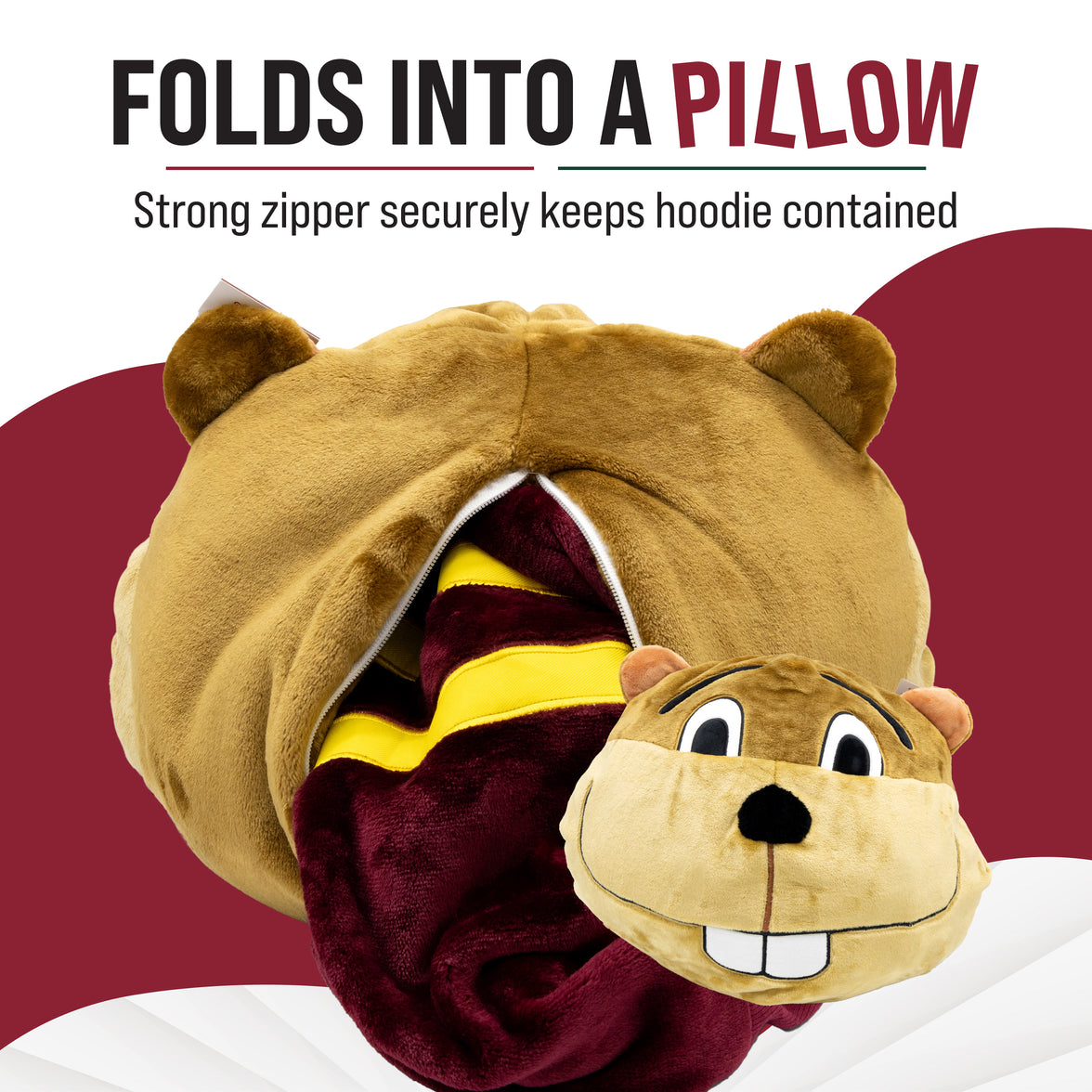 University of Minnesota Gophers Goldy Snugible 2-in-1 Blanket Hoodie & Pillow
