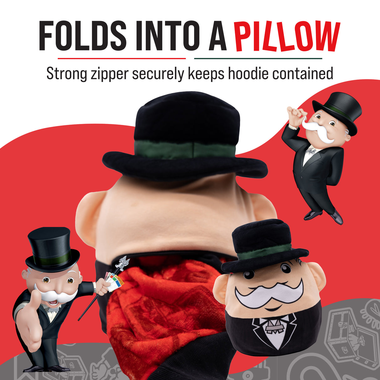 Hasbro | Monopoly Go Own It All Snugible | Blanket Hoodie & Pillow