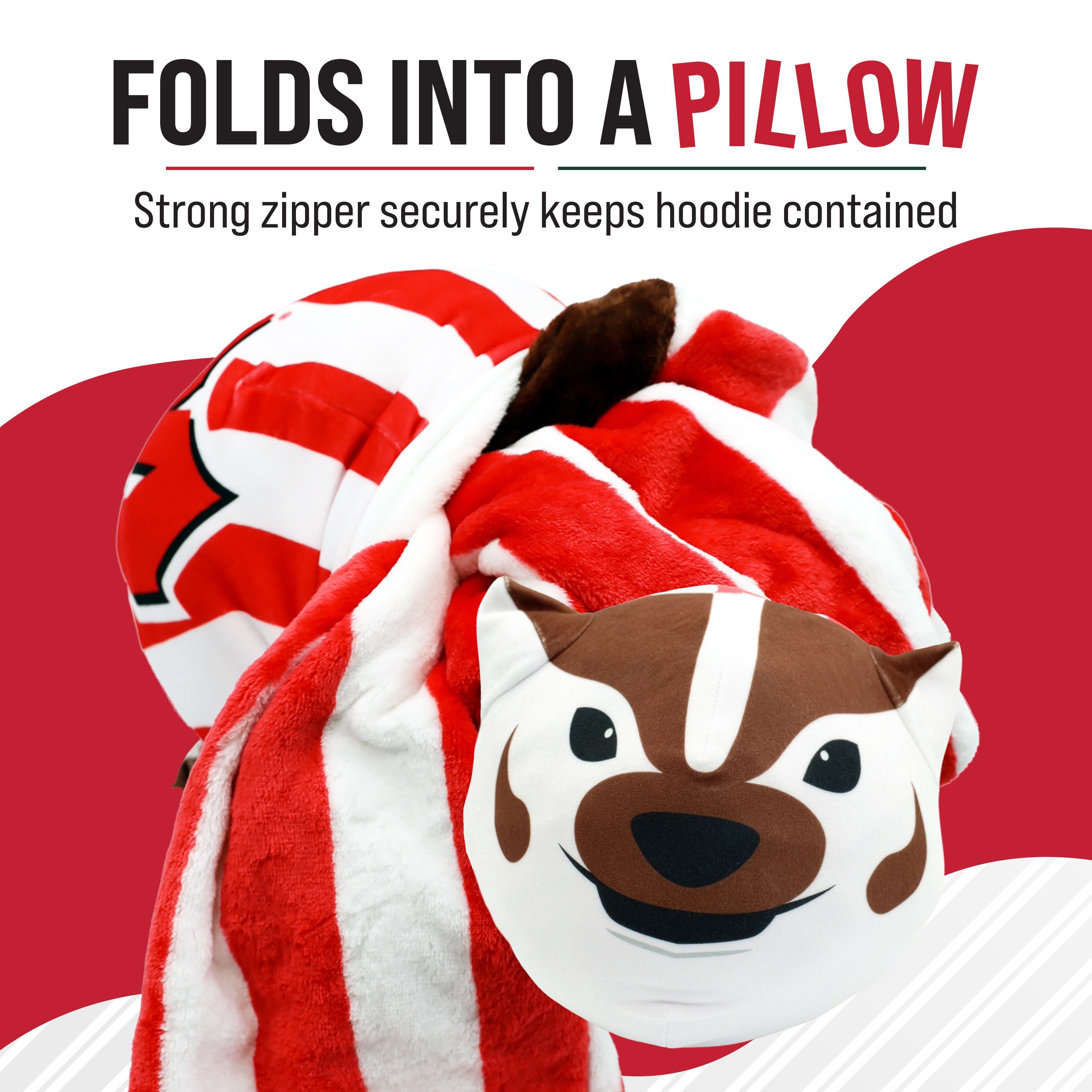 University of Wisconsin Bucky the Badger Snugible 2-in-1 Blanket Hoodie & Pillow