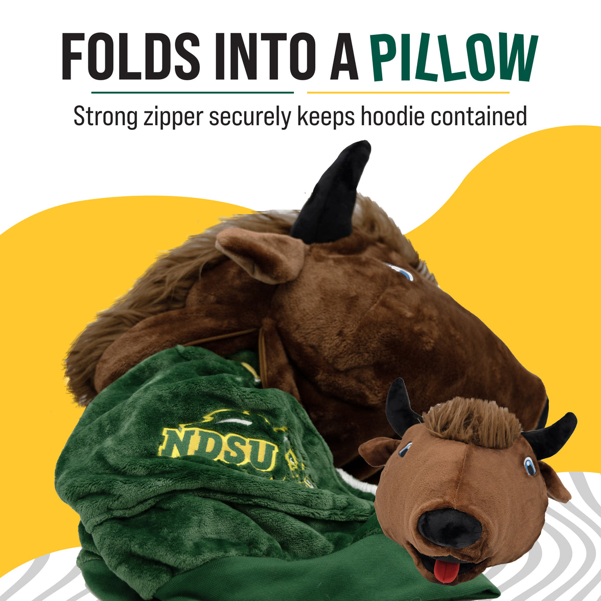 North Dakota State University Bison Snugible 2-in-1 Blanket Hoodie & Pillow