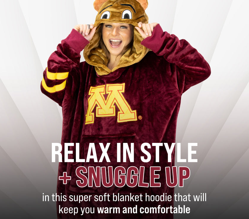 University of Minnesota Gophers Goldy Snugible 2-in-1 Blanket Hoodie & Pillow