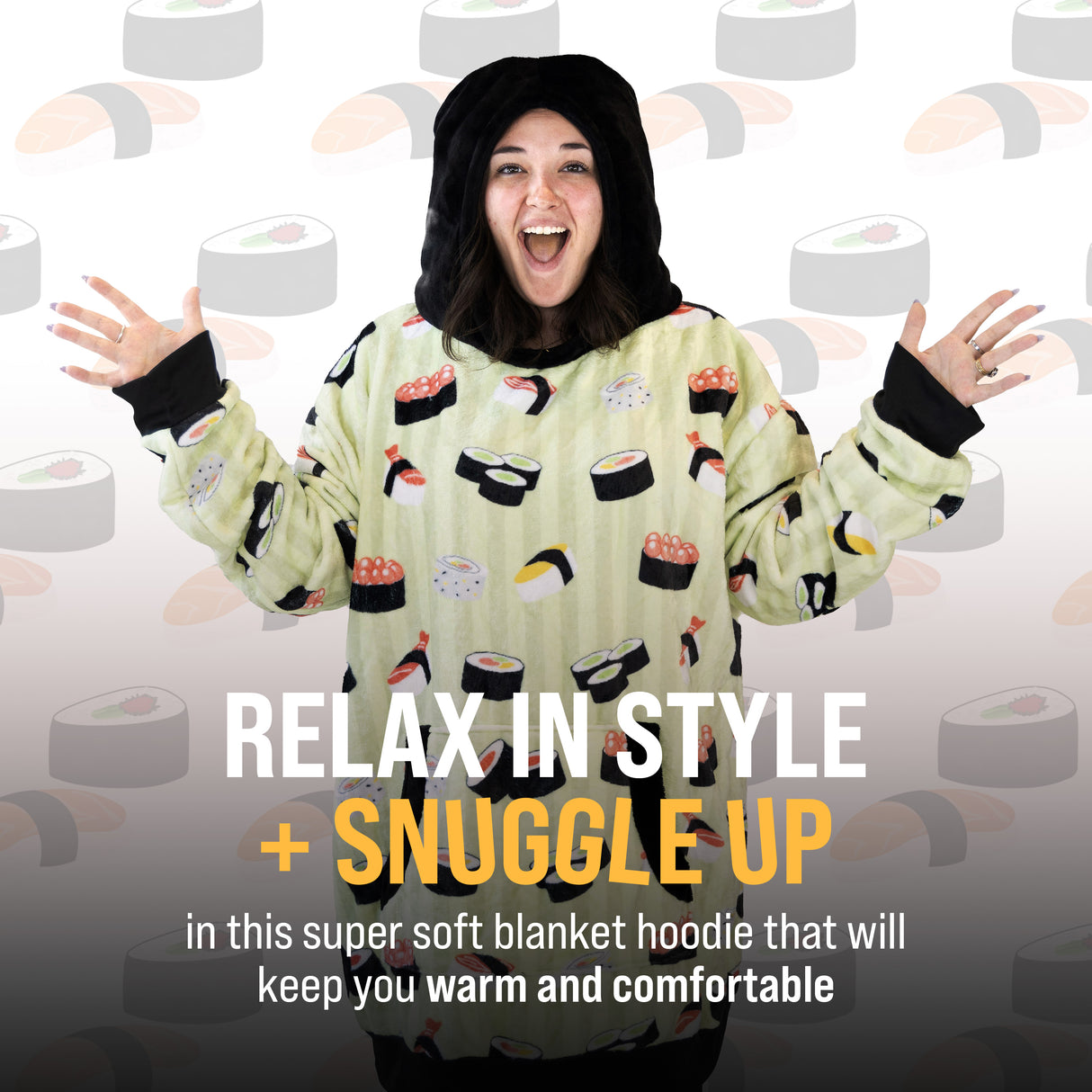 Sushi Snugible 2-in-1 Blanket Hoodie & Pillow