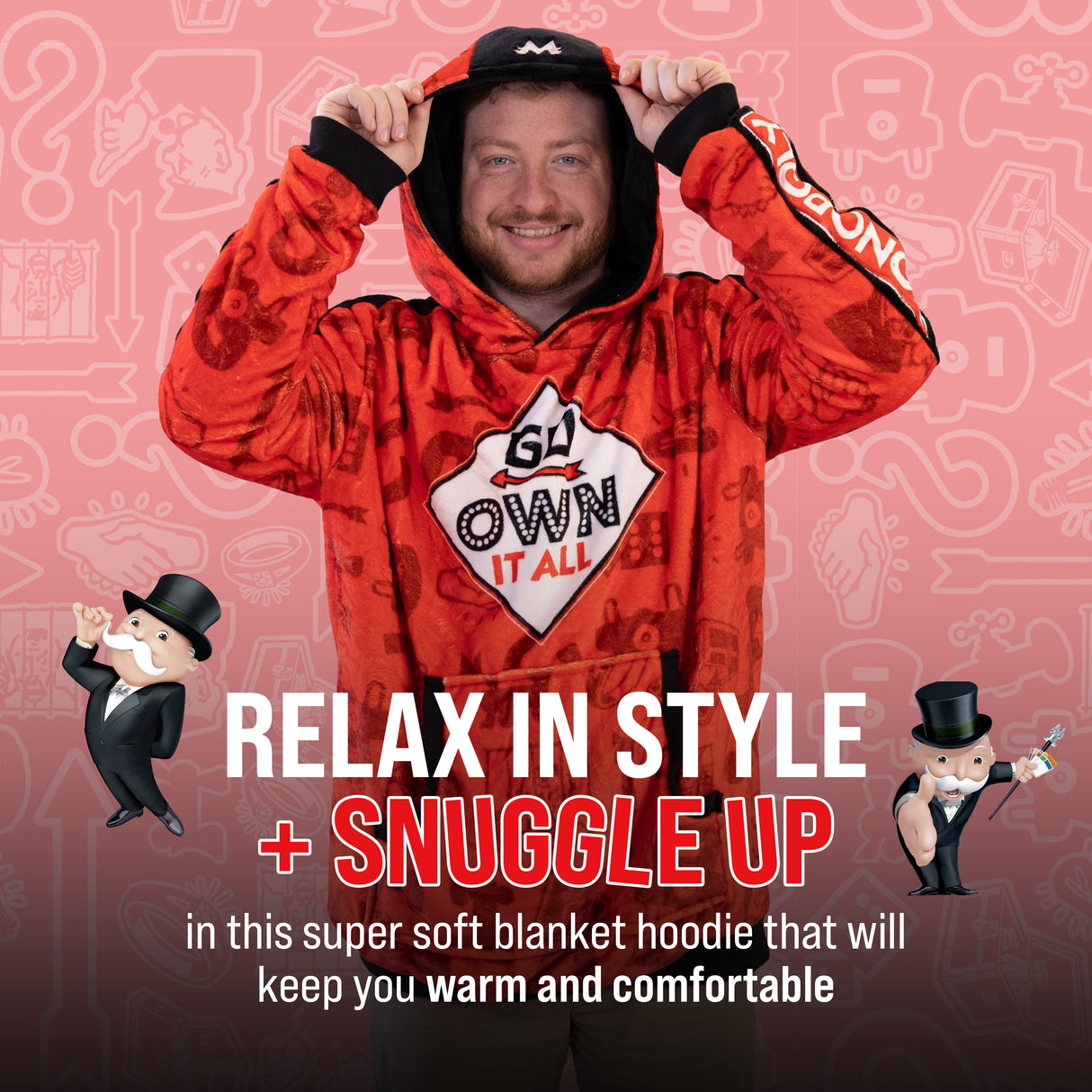 Hasbro | Monopoly Go Own It All Snugible | Blanket Hoodie & Pillow