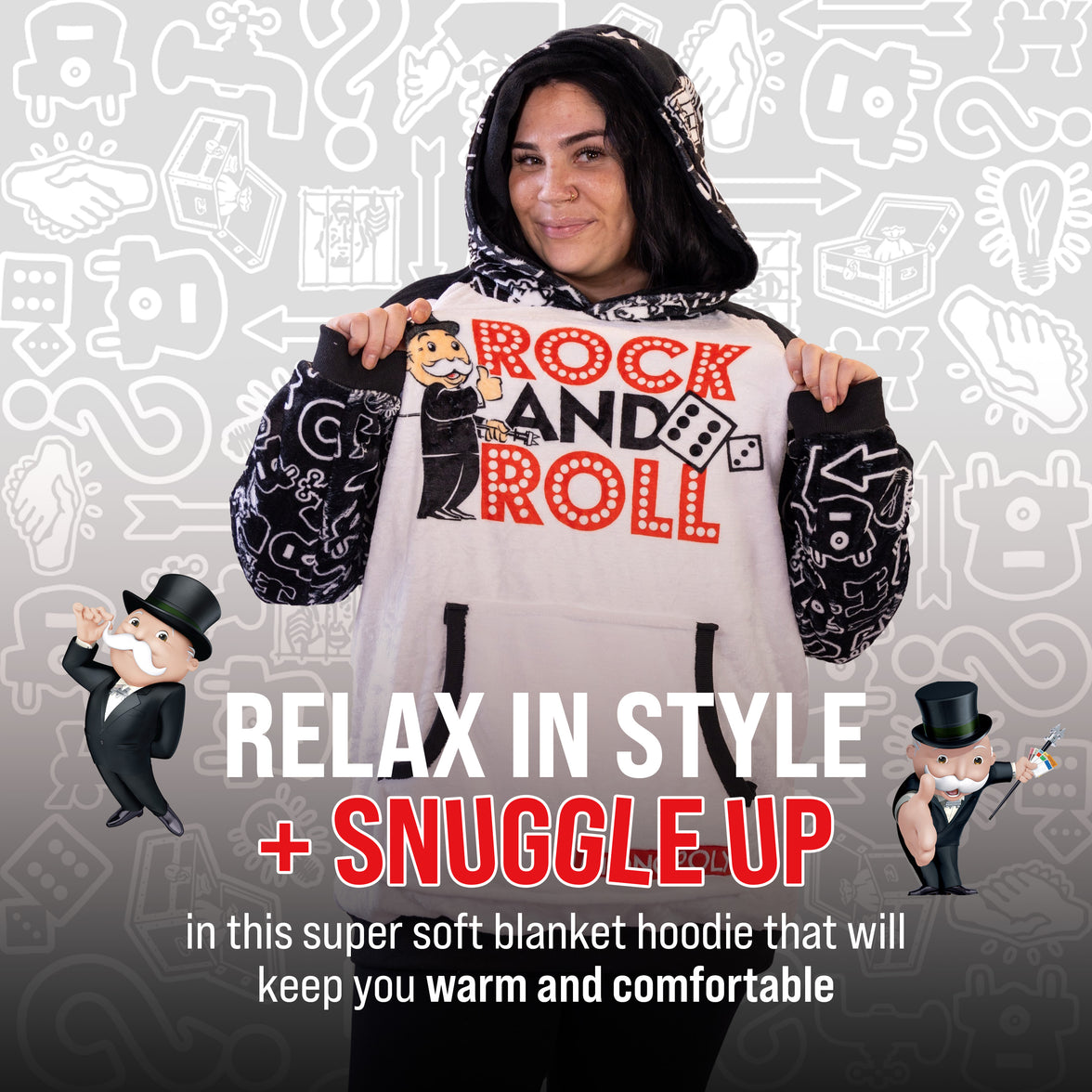 Hasbro | Monopoly Rock & Roll Snugible | Blanket Hoodie & Pillow