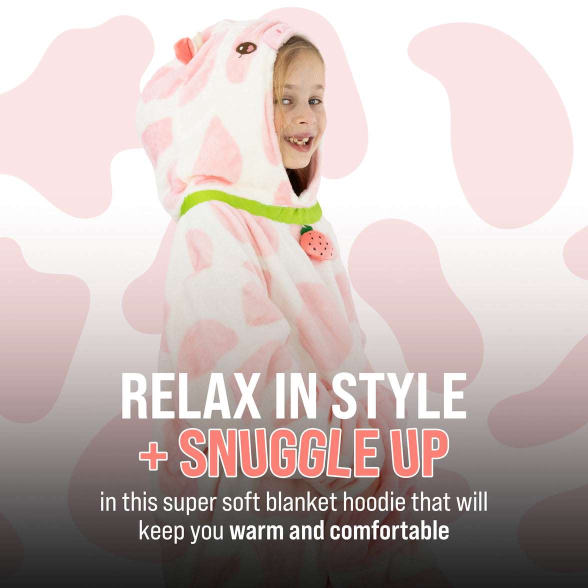 Strawberry Cow Kids Snugible 2-in-1 Blanket Hoodie & Pillow