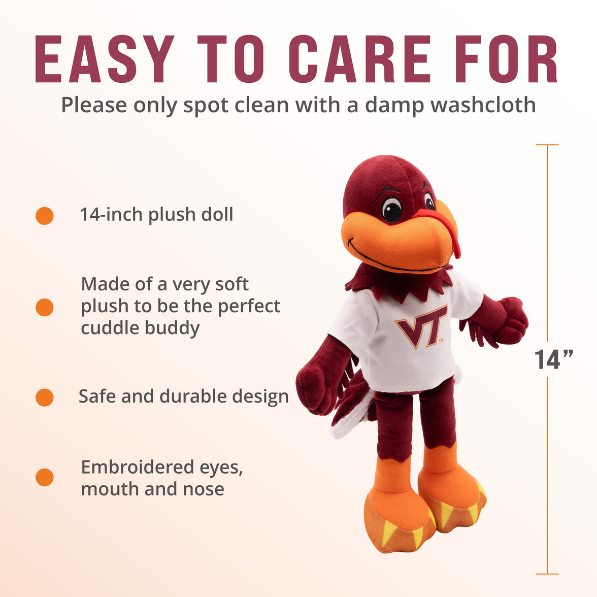 Virginia Tech University Hokiebird 14” Plush Figure