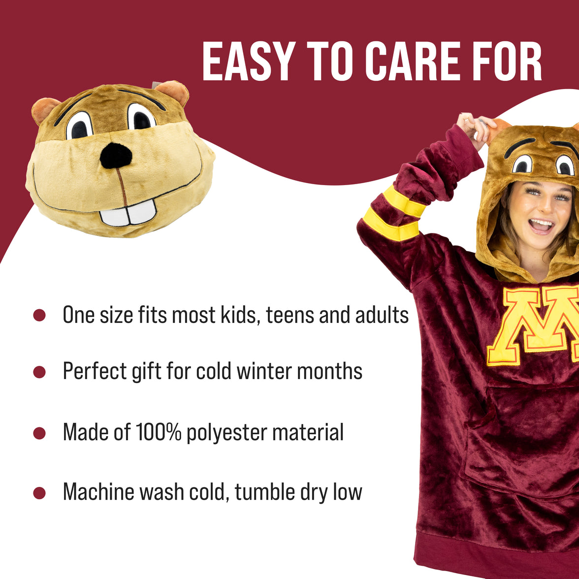 University of Minnesota Gophers Goldy Snugible 2-in-1 Blanket Hoodie & Pillow