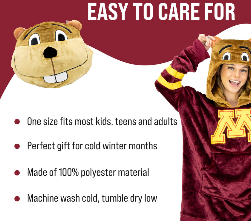 University of Minnesota Gophers Goldy Snugible 2-in-1 Blanket Hoodie & Pillow