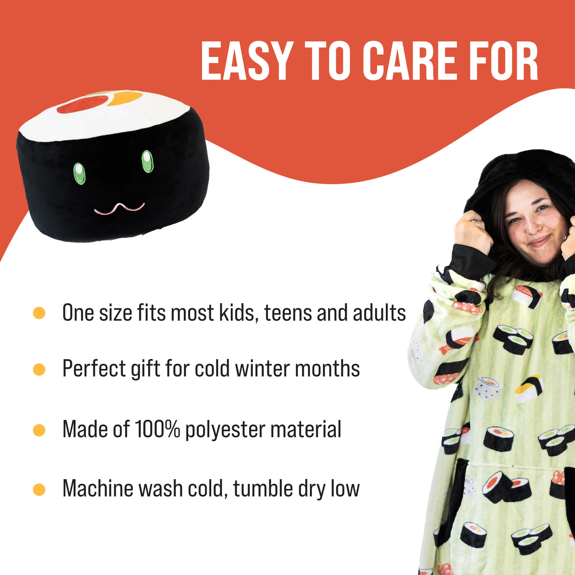 Sushi Snugible 2-in-1 Blanket Hoodie & Pillow