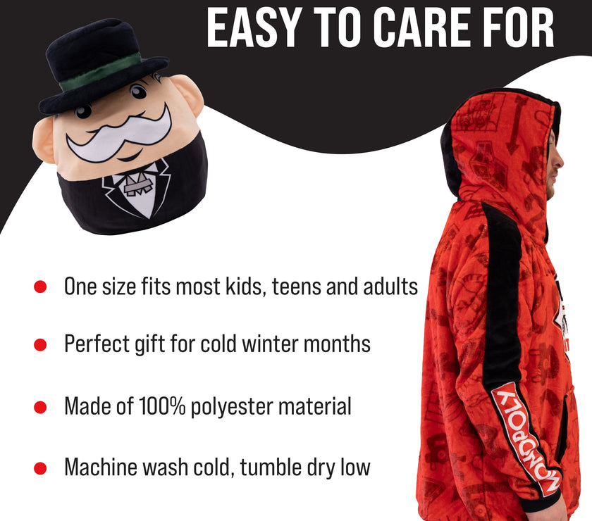 Hasbro | Monopoly Go Own It All Snugible | Blanket Hoodie & Pillow