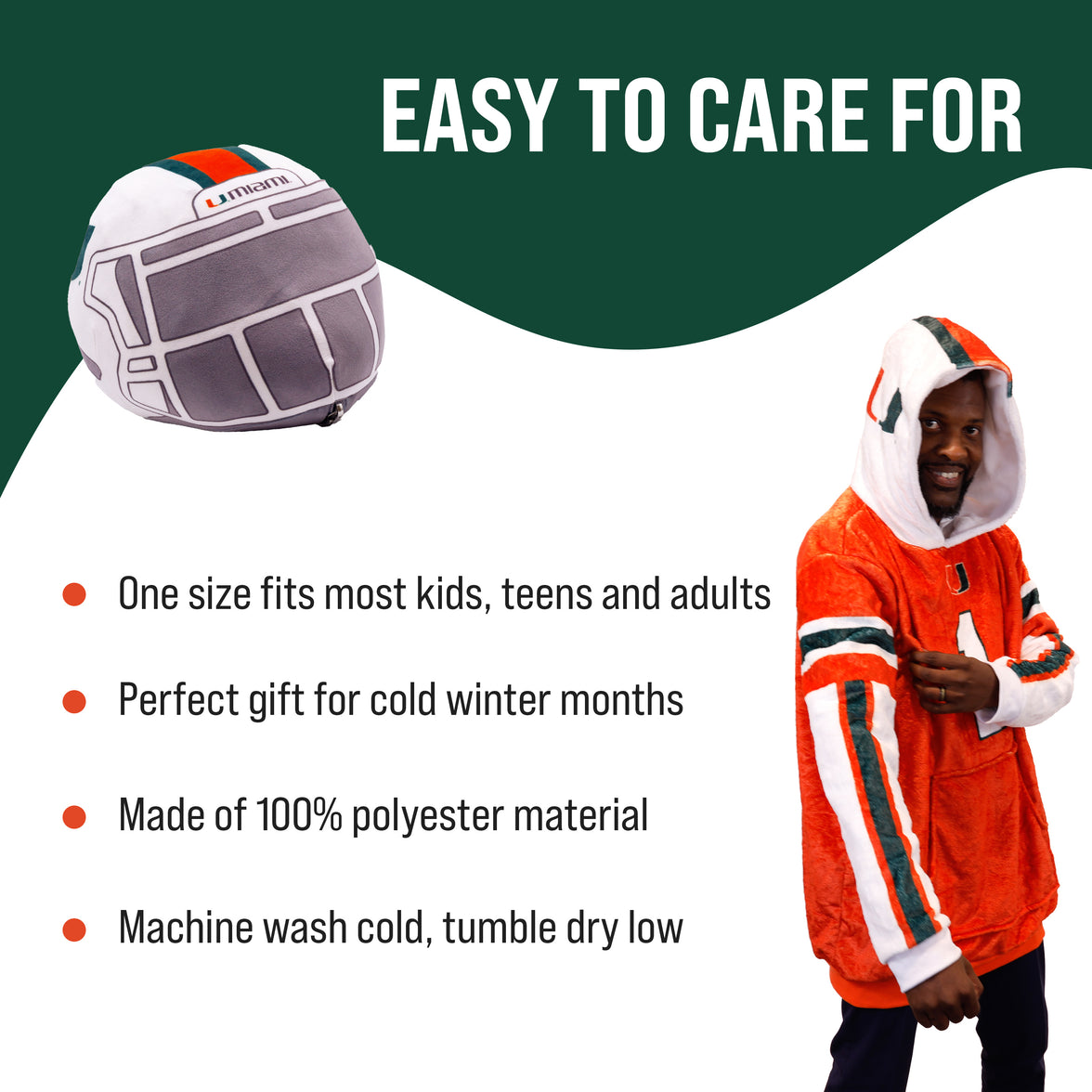 University of Miami Helmet Snugible | Blanket Hoodie & Pillow