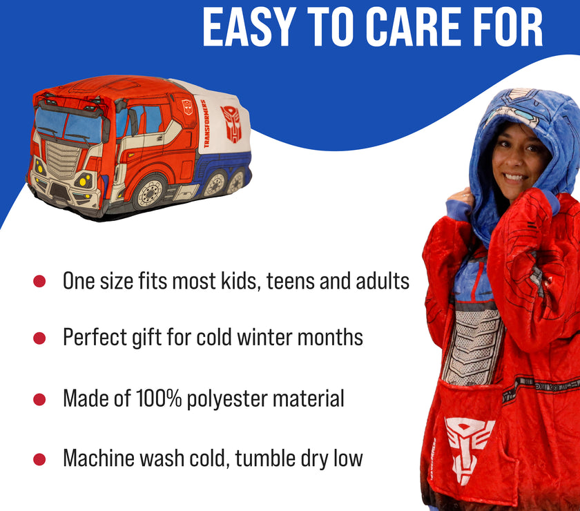 Hasbro | Transformers Optimus Prime Adult Snugible | Blanket Hoodie & Pillow