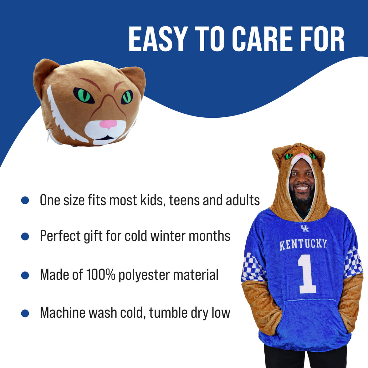 University of Kentucky Wildcat Snugible 2-in-1 Blanket Hoodie & Pillow